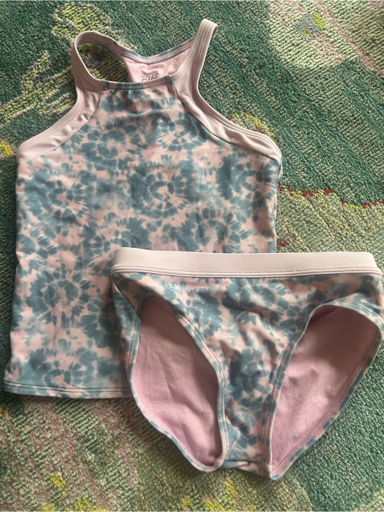 Athleta Other - Athleta Girl pink and blue tie-dye racer back tankini top/ bikini bottoms 8/10